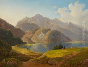 View Of Lake Kochel With Herzogstand And Heim