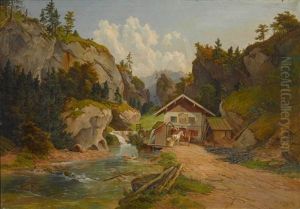 Gebirgslandschaft Mit Einkehr by Michael Lueger