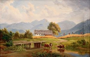 Grain Harvest In The Alps by Michael Lueger