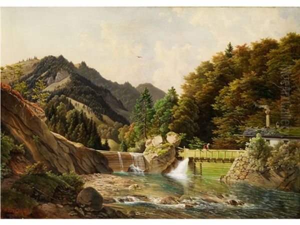 Gebirgslandschaft Mit Grosser Bachschleuse - view 1