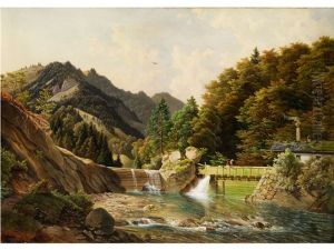 Gebirgslandschaft Mit Grosser Bachschleuse by Michael Lueger