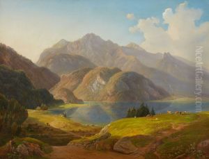 Blick Auf Den Kochelsee Mit Herzogstand Und Heimgarten