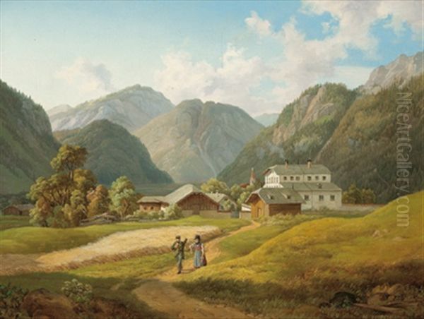 Der Grubhof In Lofer, Im Hintergrund Die Martinskirche - view 1