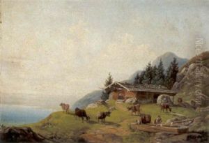 Kuhe In Einer Landschaft by Michael Lueger