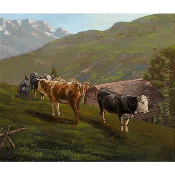 Bauerin Beim Melken Auf Der Alp - view 1