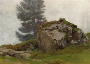 Olstudie: Rochers A L'engstlenalp, Berne. Temps De Pluie by Albert Lugardon