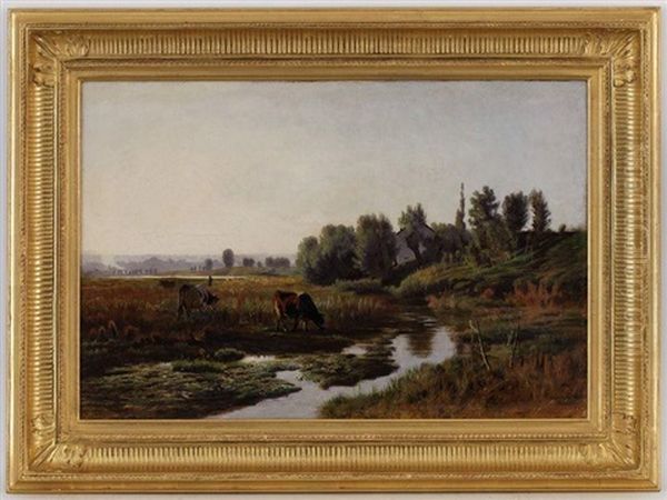 Paysage Anime, Vaches Au Paturage - view 1