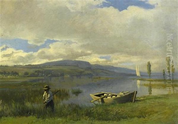 Chasseur Au Bord Dun Lac - view 1