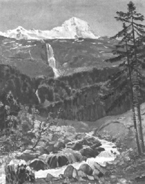 Wasserfall In Den Bergen Des Mont Collon - view 1