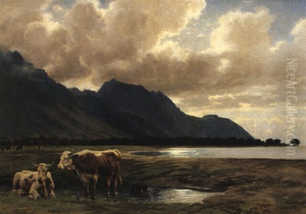 Uferlandschaft Mit Kuhen Auf Der Weide - view 1