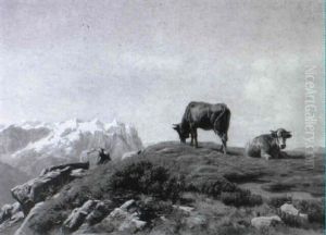Alpwiese Mit Weidenden Kuhen