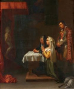 Betende In Einer Kapelle by Jean-Leonard Lugardon