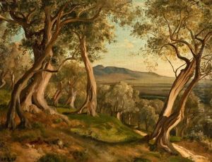 Hilly Landscape With Gnarled Trees Hilly Landscape With Gnarled Trees