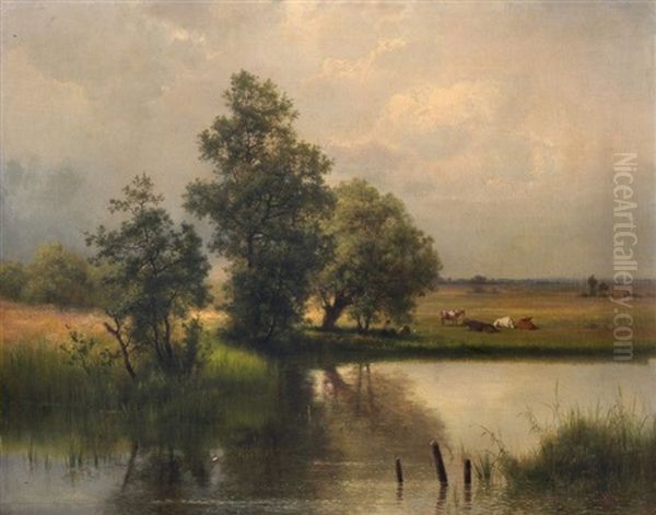 Landschaft Mit Weiher Und Weidevieh - view 1