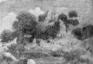 Arkadische Landschaft Mit Einer Hirtin Und Kuhen Arkadische Landschaft Mit Einer Hirtin Und Kuhen