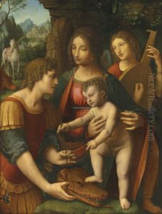 The Madonna And Child With Saint George And An Angel by Bernardino Luini