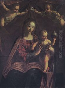 La Vergine Con Il Salvator Mundi Incoronata Da Angeli by Bernardino Luini