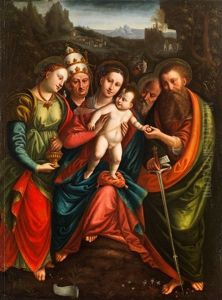 Madonna Mit Dem Kind, Umgeben Von Vier Weiteren Heiligen by Bernardino Luini
