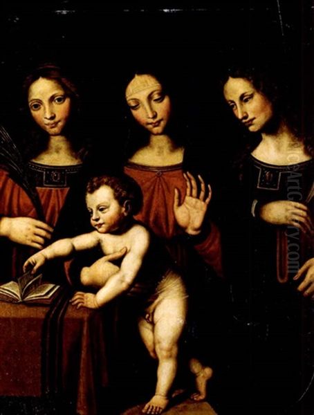 Madonna Mit Kind Flankiert Von Den Heiligen Barbara Und Katharina (in Collab. W/workshop) - view 1