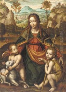 The Madonna And Child With The Infant St. John The Baptist by Bernardino Luini