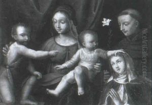 The Madonna And Child With The Infant St. John The Baptist With St. Francis And St. Clare by Bernardino Luini