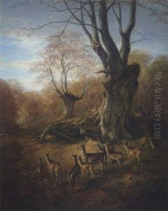 Deer In The New Forest by William Snr Luker