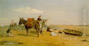 Donkey Rides On St. Malo Beach by William Snr Luker
