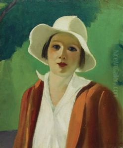 Sketch Of Lady In A White Hat by George Luks