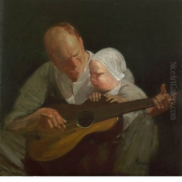 Man And Child With Guitar (portrait Of The Artist's Brother With His Son) - view 1