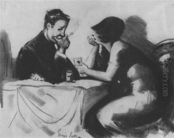 Couple In A Cafe - view 1