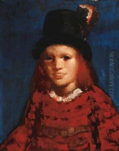 Little Girl In Top Hat by George Luks