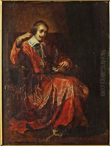 Le Cardinal De Richelieu Caressant Un Petit Chat - view 1