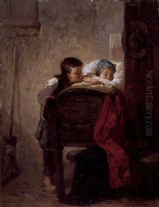 Frere Et Soeur by Evariste Vital Luminais