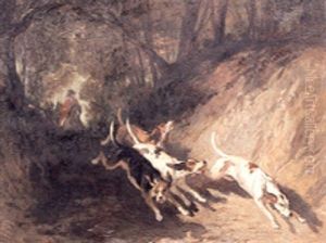 La Meute Dans Un Sentier by Evariste Vital Luminais
