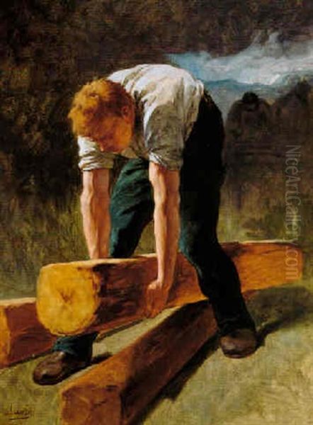 A Worker Building The American Railroad - view 1