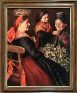 Drei Damen Beim Anlegen Der Tracht by Paul Lumnitzer