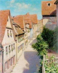 Sonnige Strassansicht Einer Kleinstadt