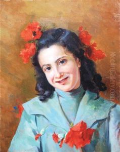 Retrato De Nina by Juan (Count) Luna y Novicio