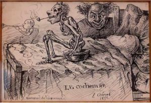 Le Cochemar - Sommeil De L'innocence Plumeet Encre De Chine - Sbd Et Date 1852 14,5 X 22 Cm Encadree by Eustache Berat