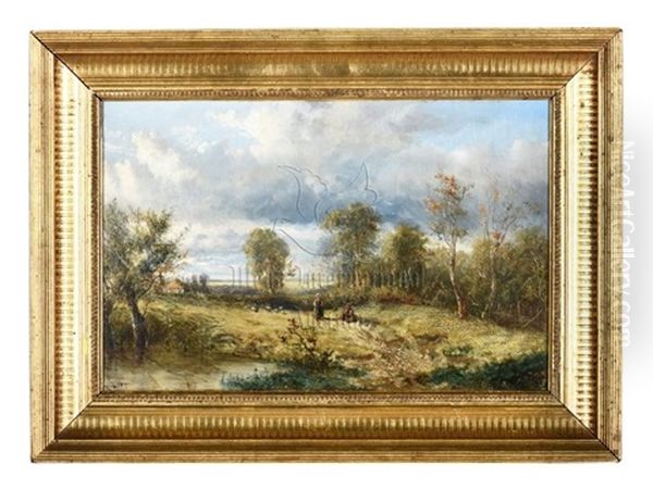Framed Oil Painting 'farm - view 1