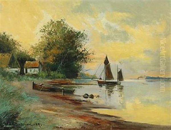 Coastal Scenery With Boats - view 1