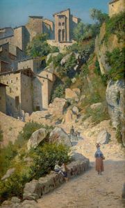 Ansicht Von Anticoli Corrado In Den Sabiner Bergen