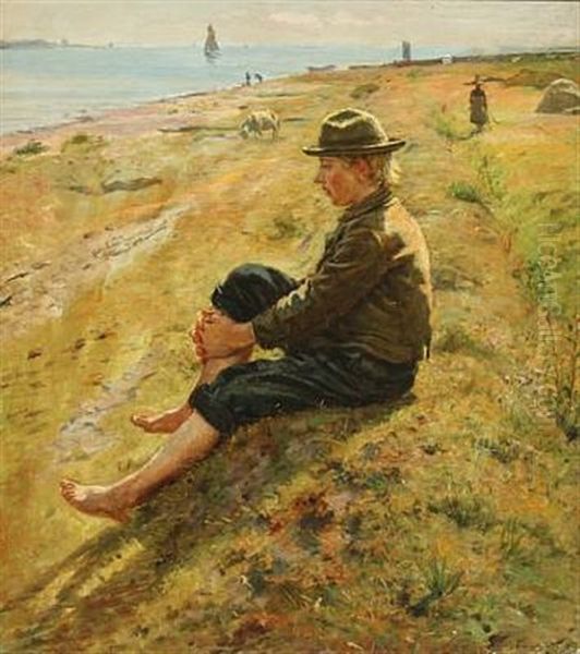 Coastal Scenery With A Sitting Boy - view 1