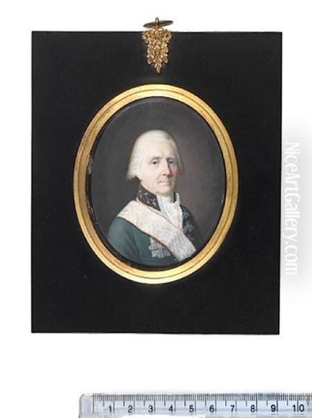 A Gentleman Of The Von Linstow Family, Wearing Dark Green Coat With Silver Lace, Dark Brown Standing Collar With Silver Embroidery - view 1