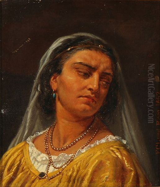 Portrait Of An Italian Woman With Pearl Necklaces And A Veil - view 1