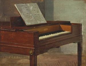 A Pianette With Sheet Music by Frederik Christian Lund
