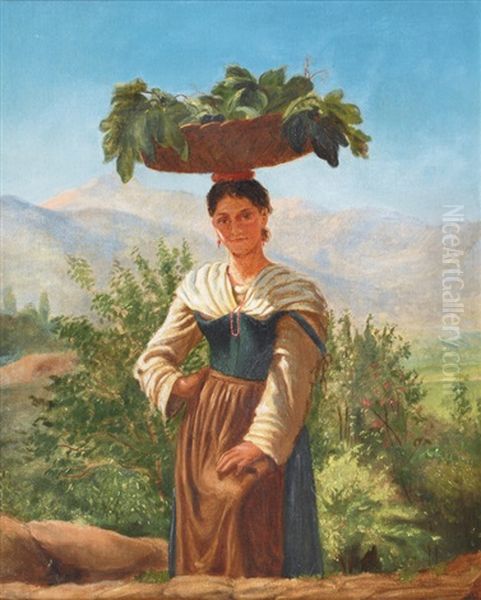 Italian Woman With Fruit Basket - view 1
