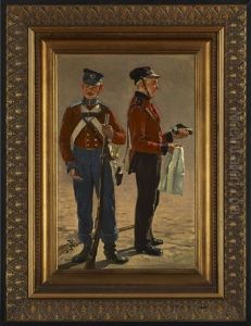 Cavalry Officers Cleaning Their Guns by Frederik Christian Lund
