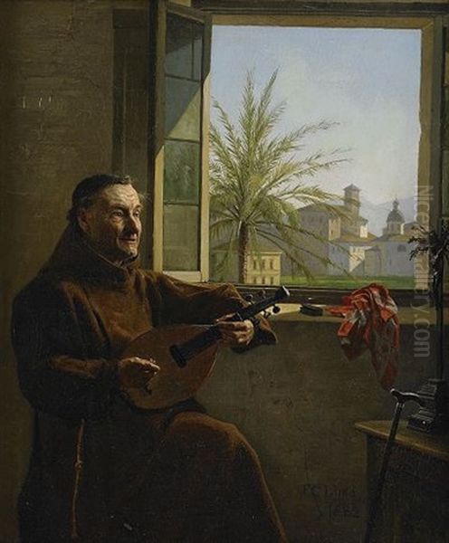 Mandolinspelande Munk - view 1