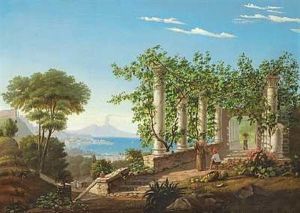 Udsigt Mod Napoli Og Vesuv Fra En Pergola by Frederik Christian Lund